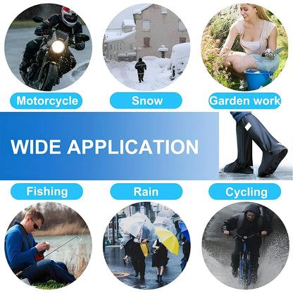 Black Waterproof Rain Boot Shoe Covers Reusable & Foldable Rain Boot Shoe Cover