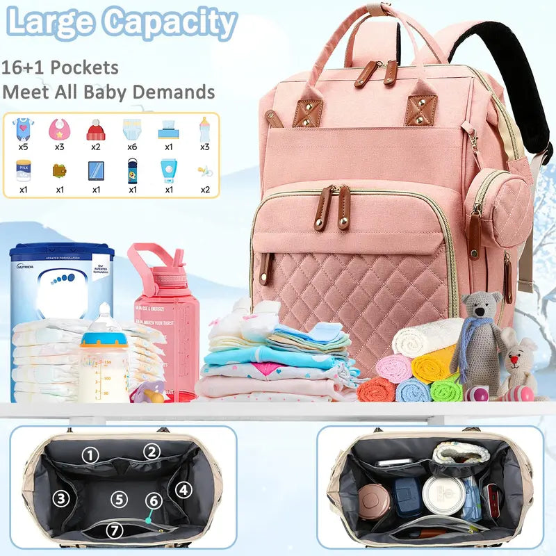 Multifunctional Diaper Backpack with USB Charging Port