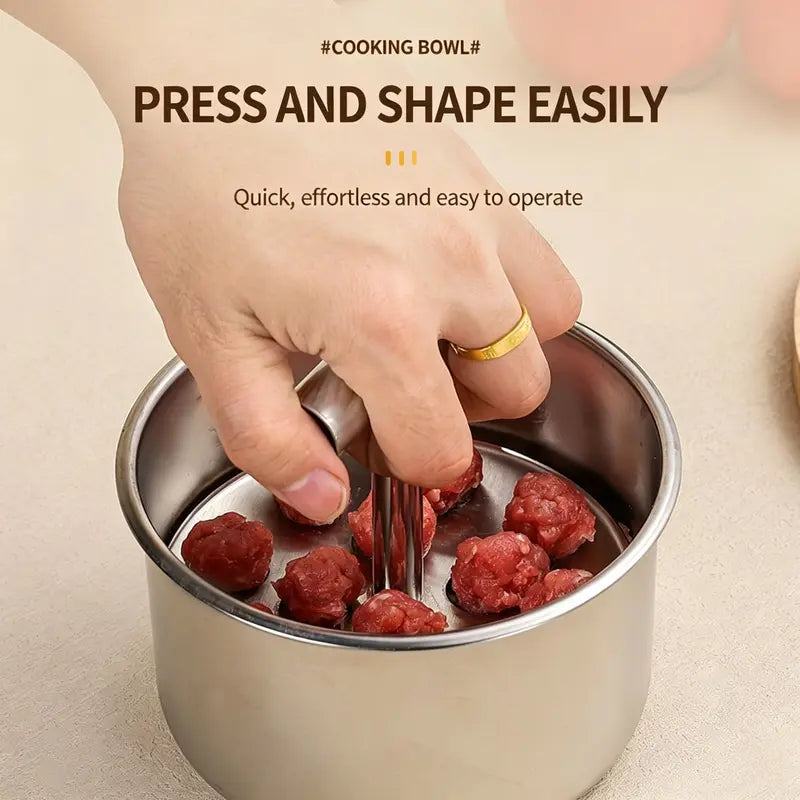 Stainless Steel Meatball Maker – 6 or 12 Holes, Manual & Easy to Clean