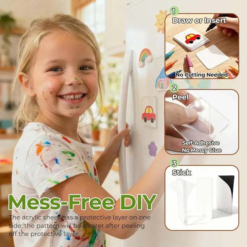 2×2″ Clear Acrylic Magnetic Photo Frames – DIY Memory Keepsake, 10/20/30 Pack