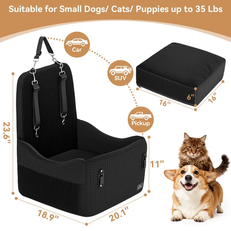 Dog Car Booster Seat with Patented Safety Buckles