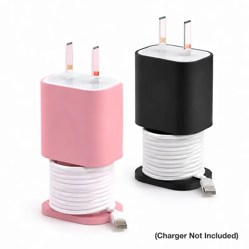 2 in 1 Silicone Charger Protector with Cord Wrap