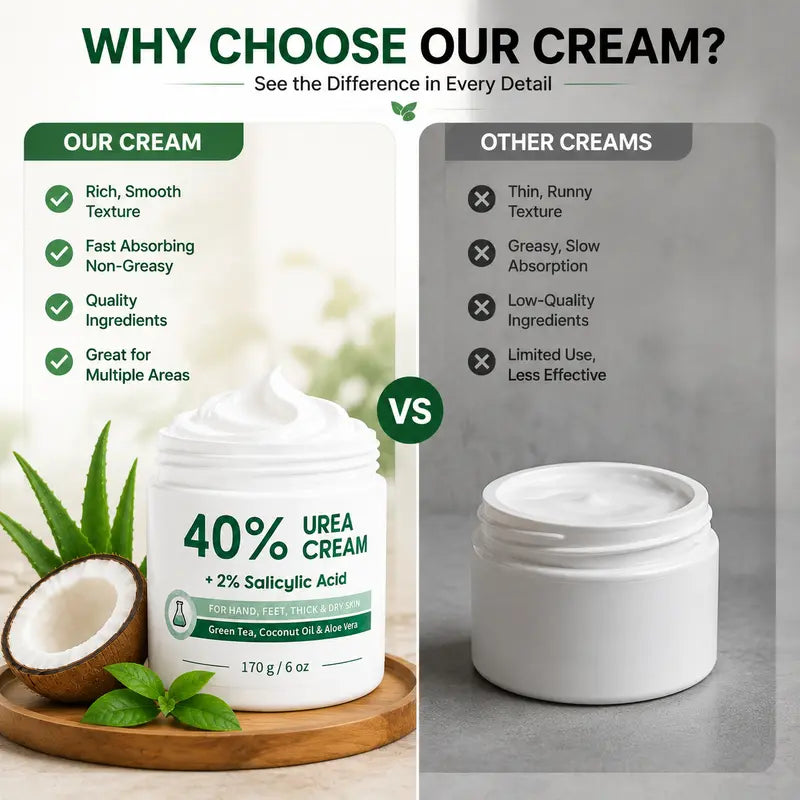 Urea Cream 40 Percent for Feet, Maximum Strength, 6 oz Foot Cream for Dry