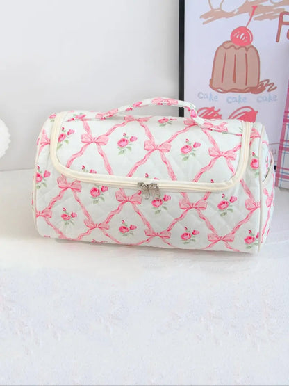 Large-Capacity Quilted Cosmetic & Hair Tool Organizer Bag