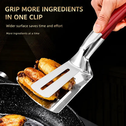 Multi-Functional Stainless Steel Steak Spatula Clamp, Kitchen Cooking Tongs for Fried Steak