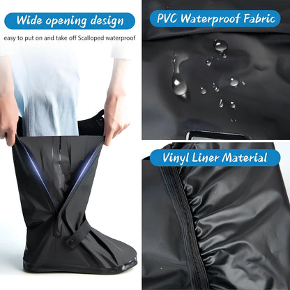 Black Waterproof Rain Boot Shoe Covers Reusable & Foldable Rain Boot Shoe Cover