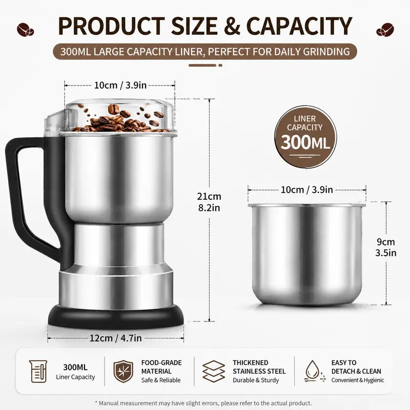 Multi-Function Stainless Steel Coffee & Grain Grinder