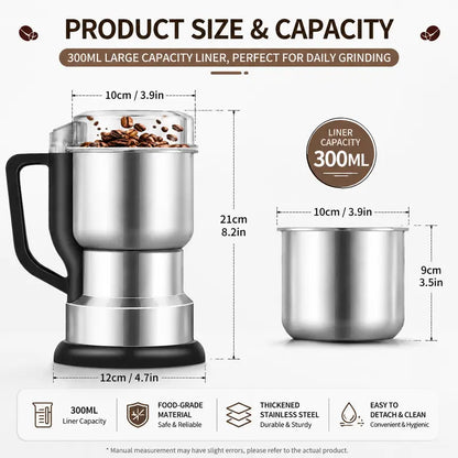 Multi-Function Stainless Steel Coffee & Grain Grinder