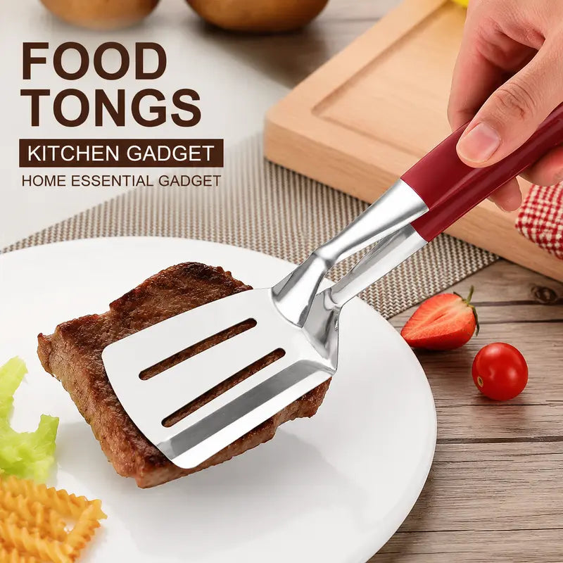 Multi-Functional Stainless Steel Steak Spatula Clamp, Kitchen Cooking Tongs for Fried Steak