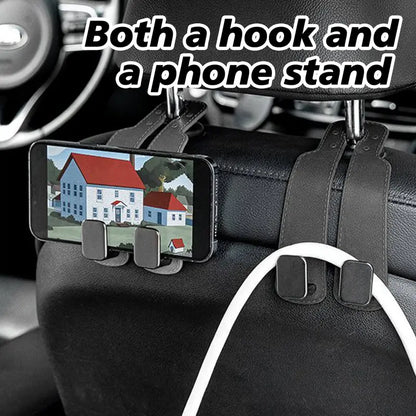 Improved Car Seat Back Double Hooks with Soft Faux Leather