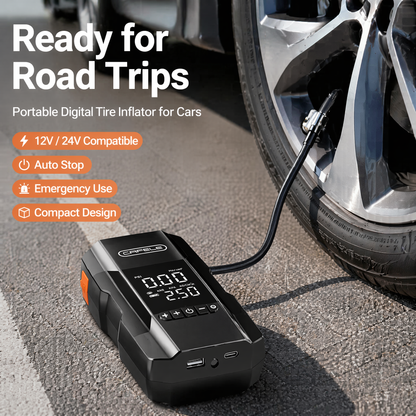 Portable Smart Tire Inflator with LED Light