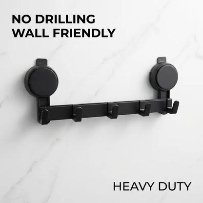 Heavy-Duty Space Aluminum Suction Cup Multi-Hook Wall Rack