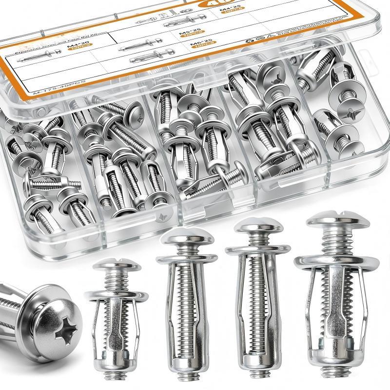30Pcs/90Pcs Heavy-Duty Carbon Steel Button Rivet Locking Nuts Set