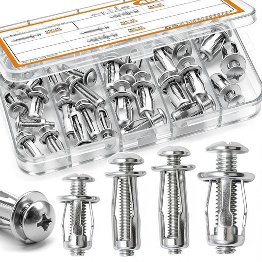 30Pcs/90Pcs Heavy-Duty Carbon Steel Button Rivet Locking Nuts Set