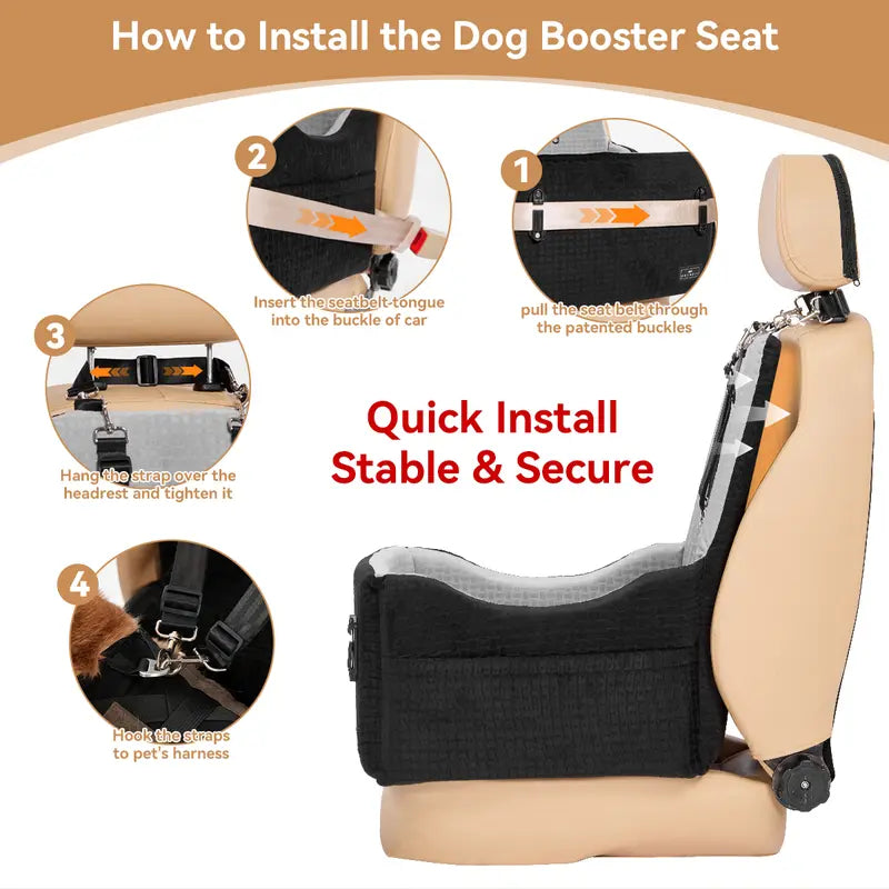 Dog Car Booster Seat with Patented Safety Buckles