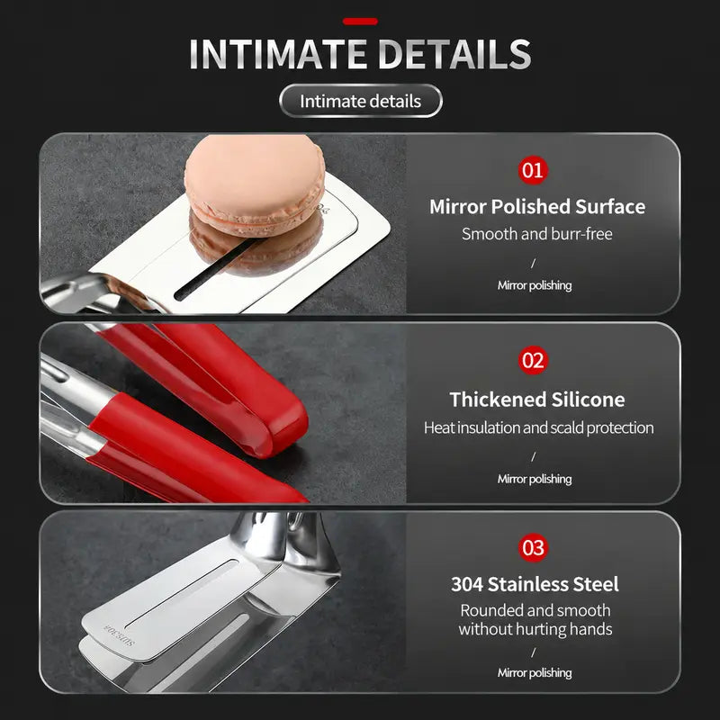 Multi-Functional Stainless Steel Steak Spatula Clamp, Kitchen Cooking Tongs for Fried Steak