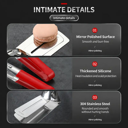 Multi-Functional Stainless Steel Steak Spatula Clamp, Kitchen Cooking Tongs for Fried Steak