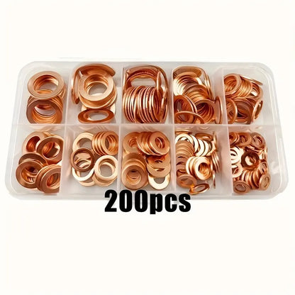 200-Piece Automotive Copper Sealing Washers Kit