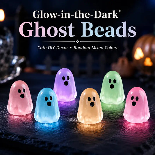 Glow-in-the-Dark Ghost Beads for Halloween Crafts – 20 or 50 Pieces