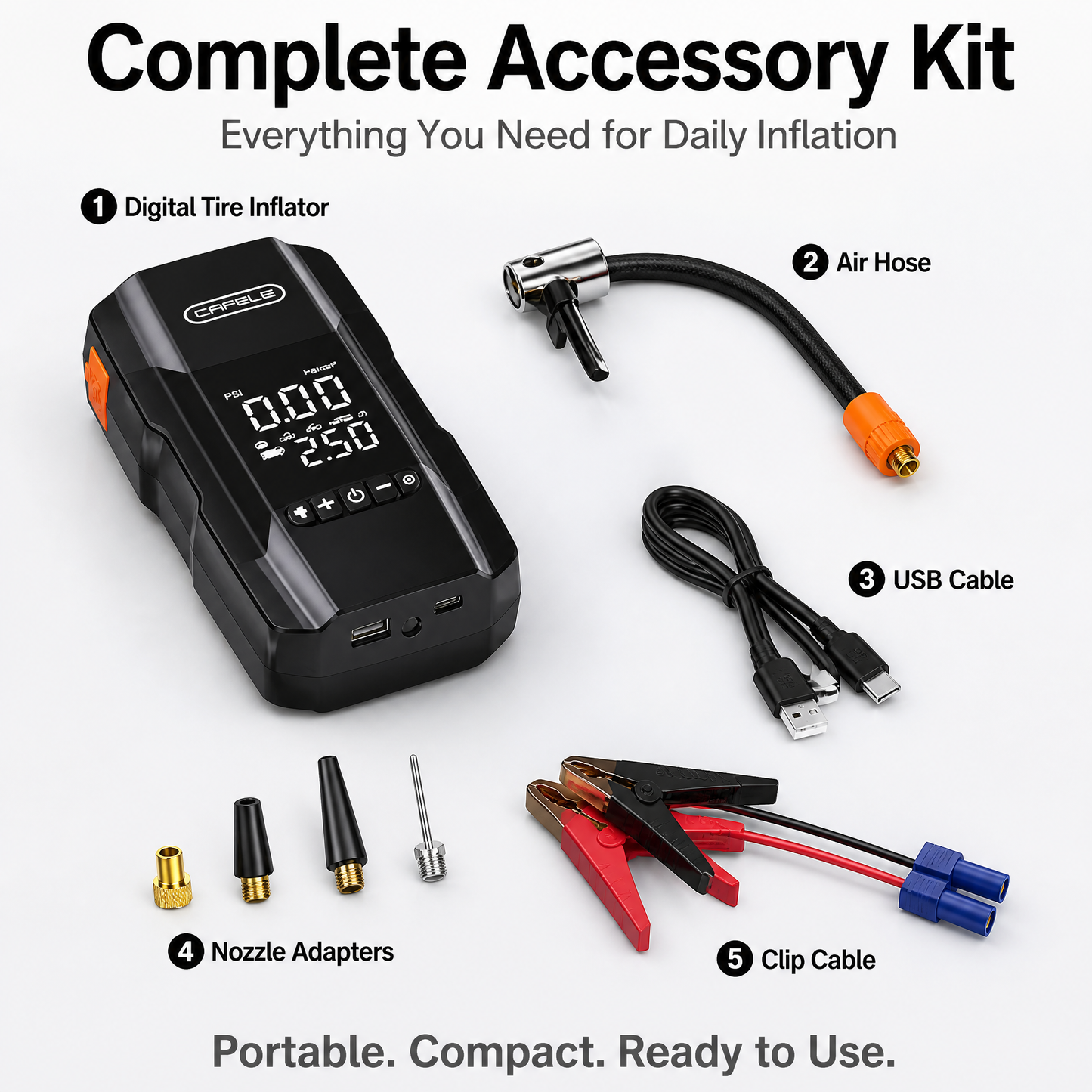 Portable Smart Tire Inflator with LED Light