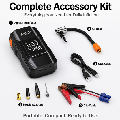 Portable Smart Tire Inflator with LED Light
