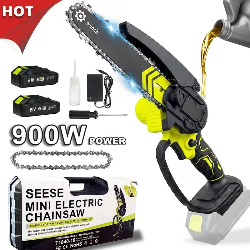 6-Inch Brushless Mini Chainsaw with Automatic Oiling System