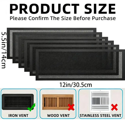 6-Pack Magnetic Vent Covers (5.5" x 12") for Heating & Cooling Floor Grilles