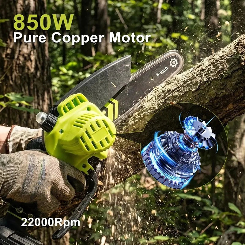 6-Inch Brushless Mini Chainsaw with Automatic Oiling System