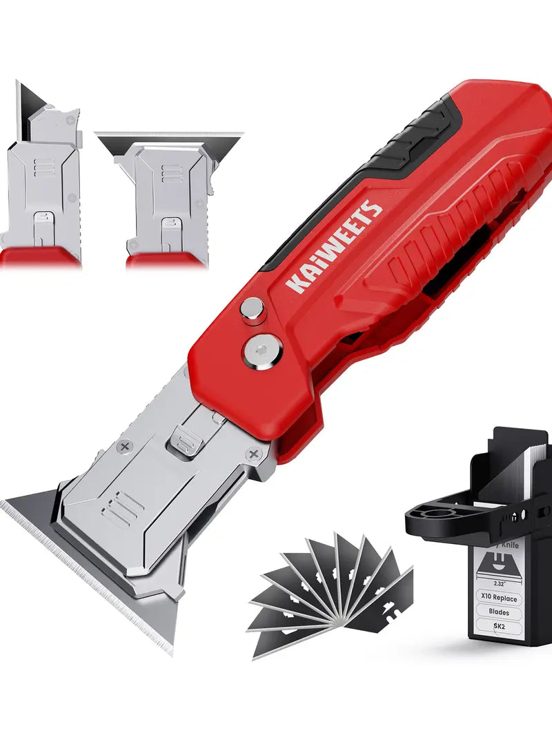 2-in-1 Folding Utility Knife & Razor Scraper Tool