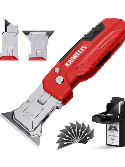 2-in-1 Folding Utility Knife & Razor Scraper Tool