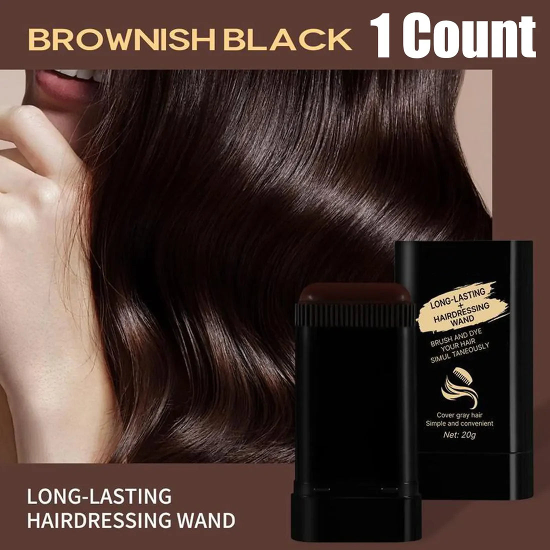 Waterproof Gray Coverage Hair Dye Wand 2-Pack