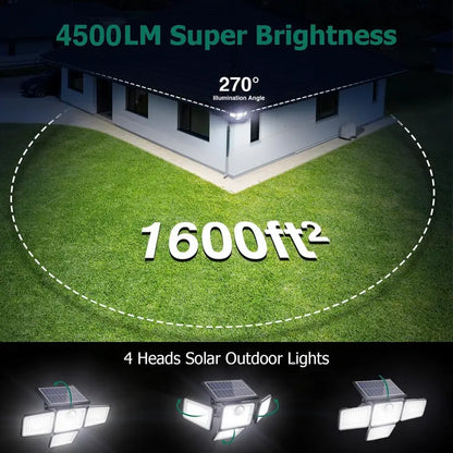 Hoodink Solar Outdoor Lights 4500LM 306LED Security Lights with Remote Control