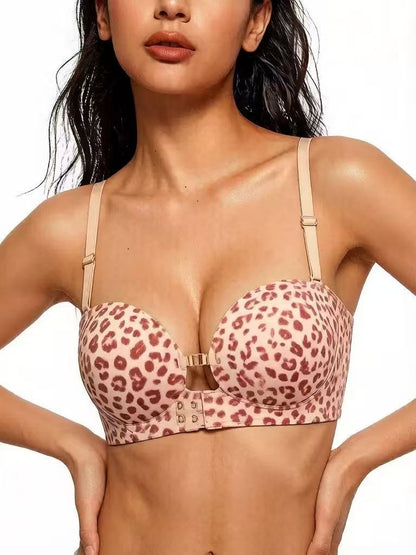 Womens Strapless Front Closure Bra Push Up Lift Bra Padded Add Cup Non Slip Anti-Slip Grip