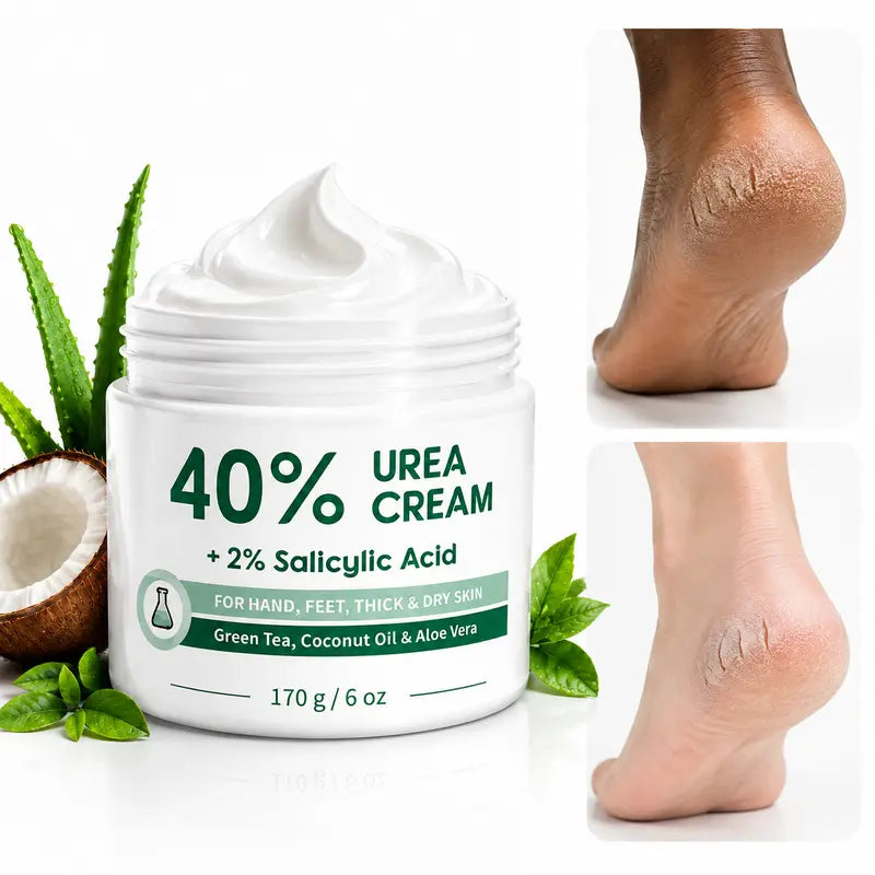 Urea Cream 40 Percent for Feet, Maximum Strength, 6 oz Foot Cream for Dry