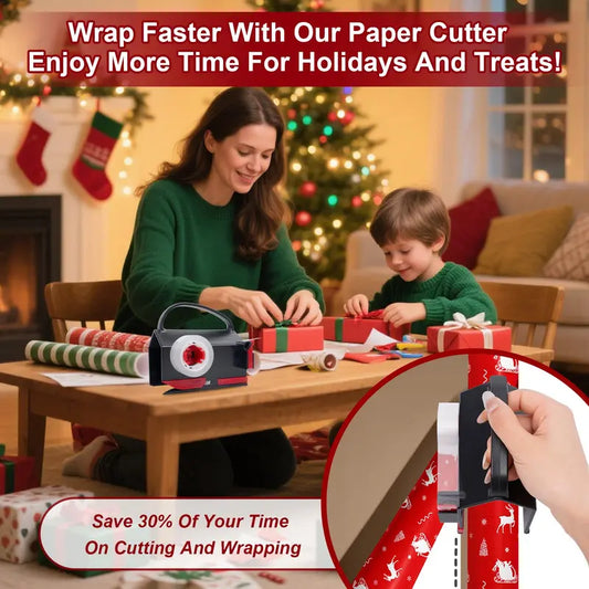 2-in-1 Wrapping Paper Cutter and Tape Dispenser Kit with Tapes & Blades
