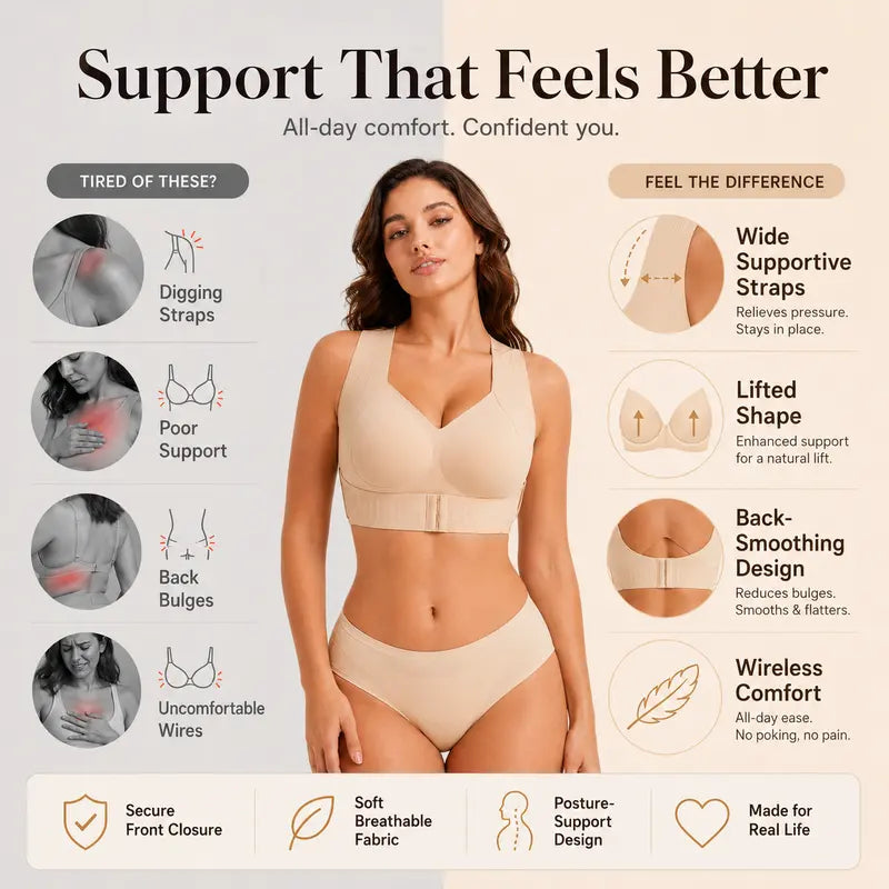 【Postural correction】Women’s Beige Wireless Bra