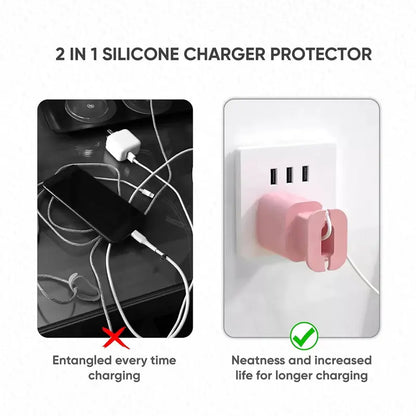 2 in 1 Silicone Charger Protector with Cord Wrap