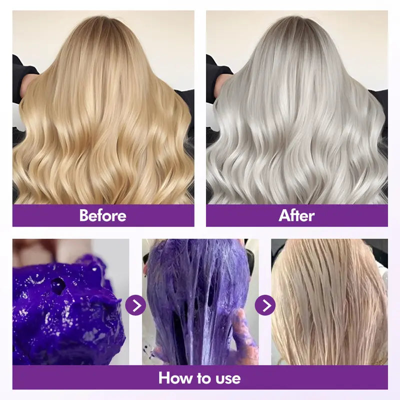 Purple Hair Mask for Neutralizing Yellow Tones on Blonde, Silver & Highlighted Hair (500ml / 16.9 fl oz)
