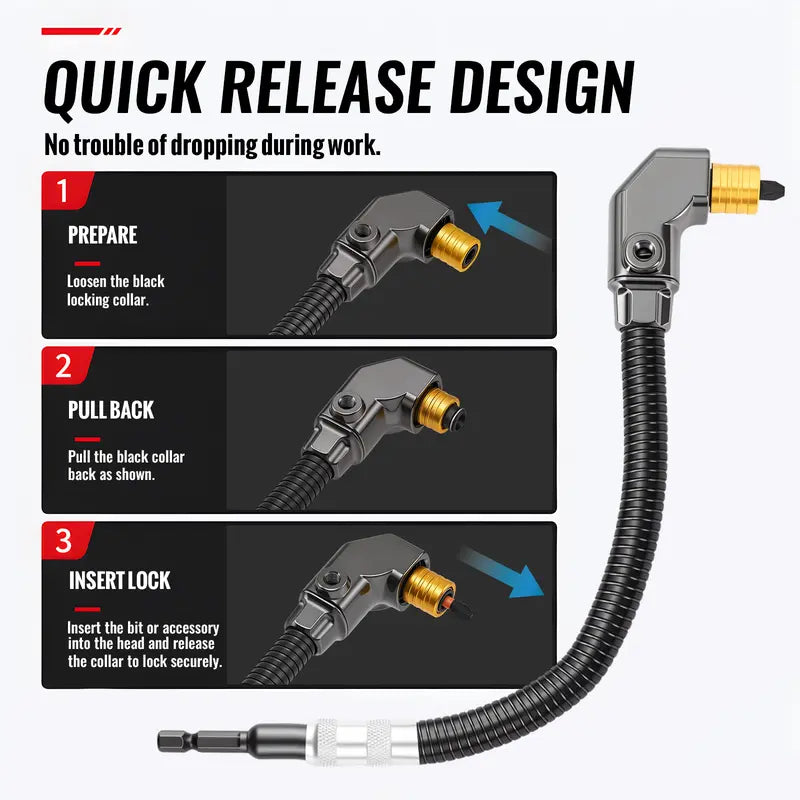 Right Angle Drill Attachment, 360° Swivel