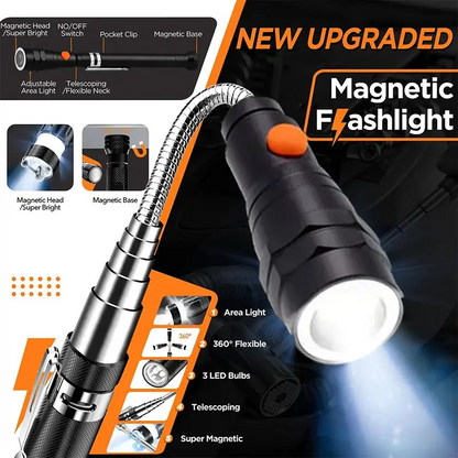 Extendable Magnetic Pickup Tools - Telescoping Magnet with LED Flashlight