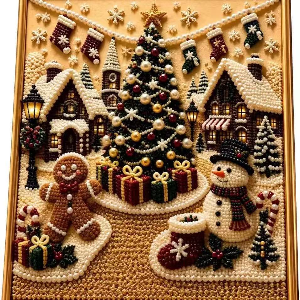 🎄 Frameless 3D Beaded Christmas Diamond Painting