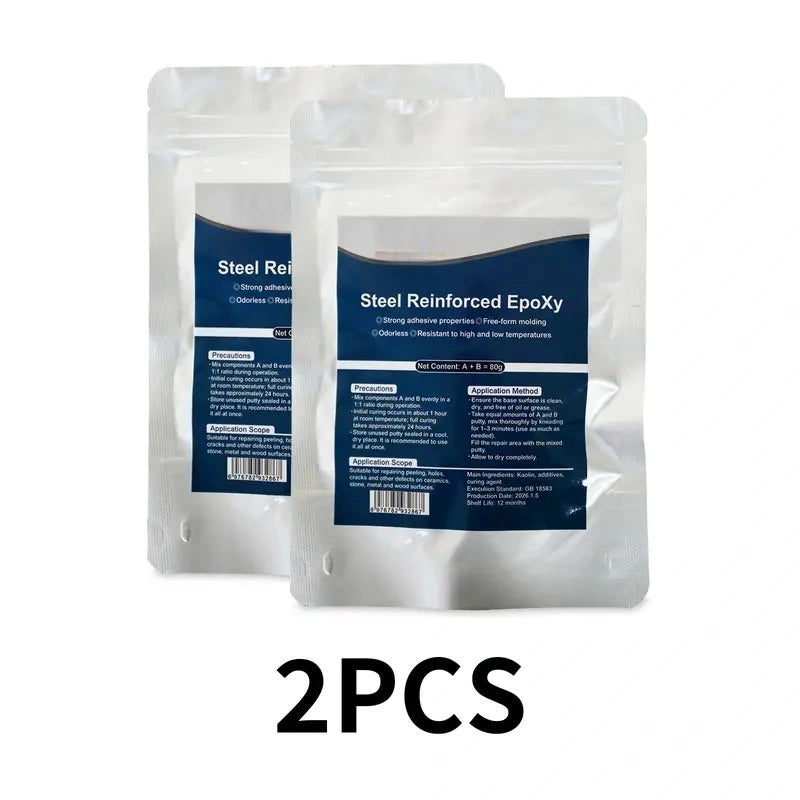 Steel Reinforced Epoxy Putty – High Strength Permanent Repair for Metal, Wood, Ceramic, Concrete, Plastic & PVC