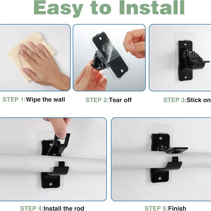 6-Pack No-Drill Curtain Rod Brackets