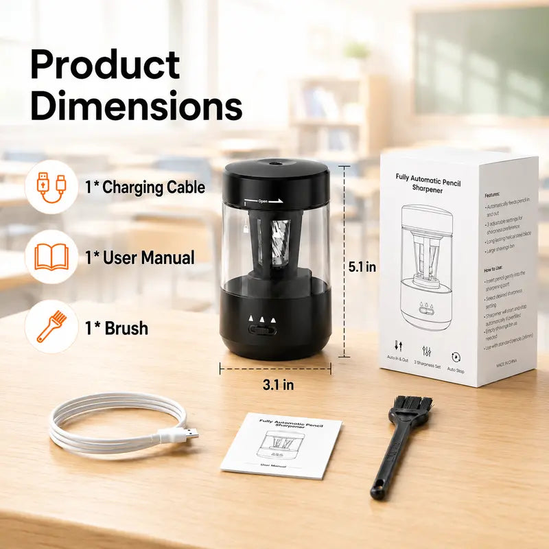 Fully Automatic Rechargeable Electric Pencil Sharpener for 6-8mm Pencils