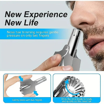 Portable Manual Stainless Steel Nose Hair Trimmer with Brush
