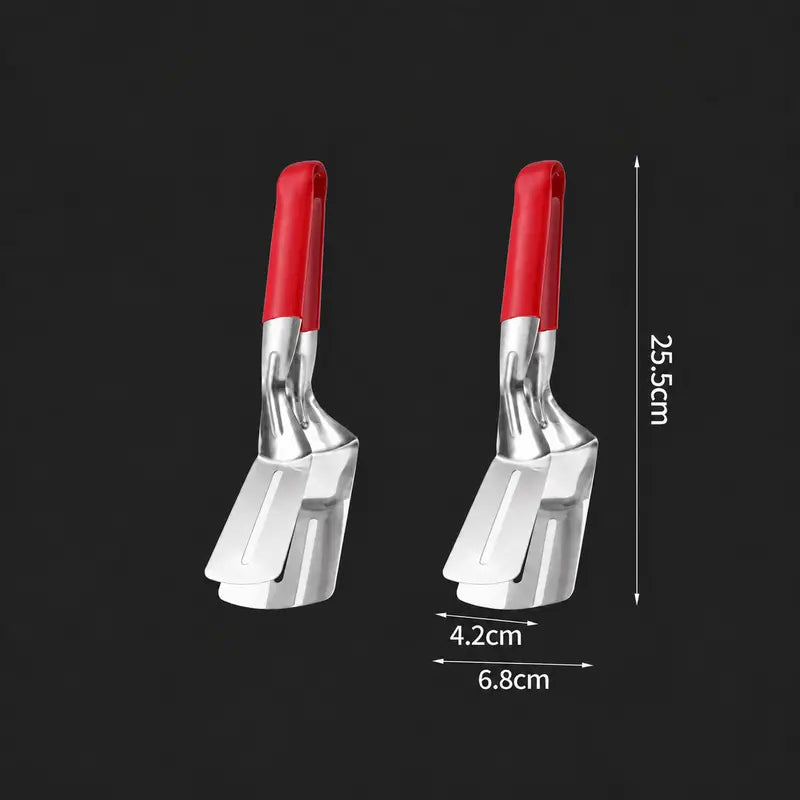 Multi-Functional Stainless Steel Steak Spatula Clamp, Kitchen Cooking Tongs for Fried Steak