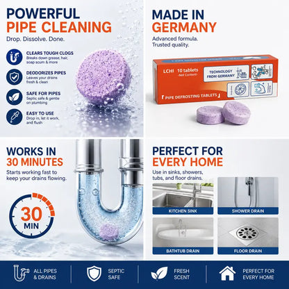 Multi-Use Pipe Cleaner Tablets for Drains, Washers & Septic