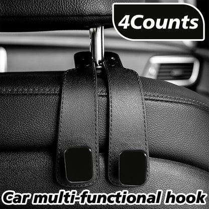 Improved Car Seat Back Double Hooks with Soft Faux Leather