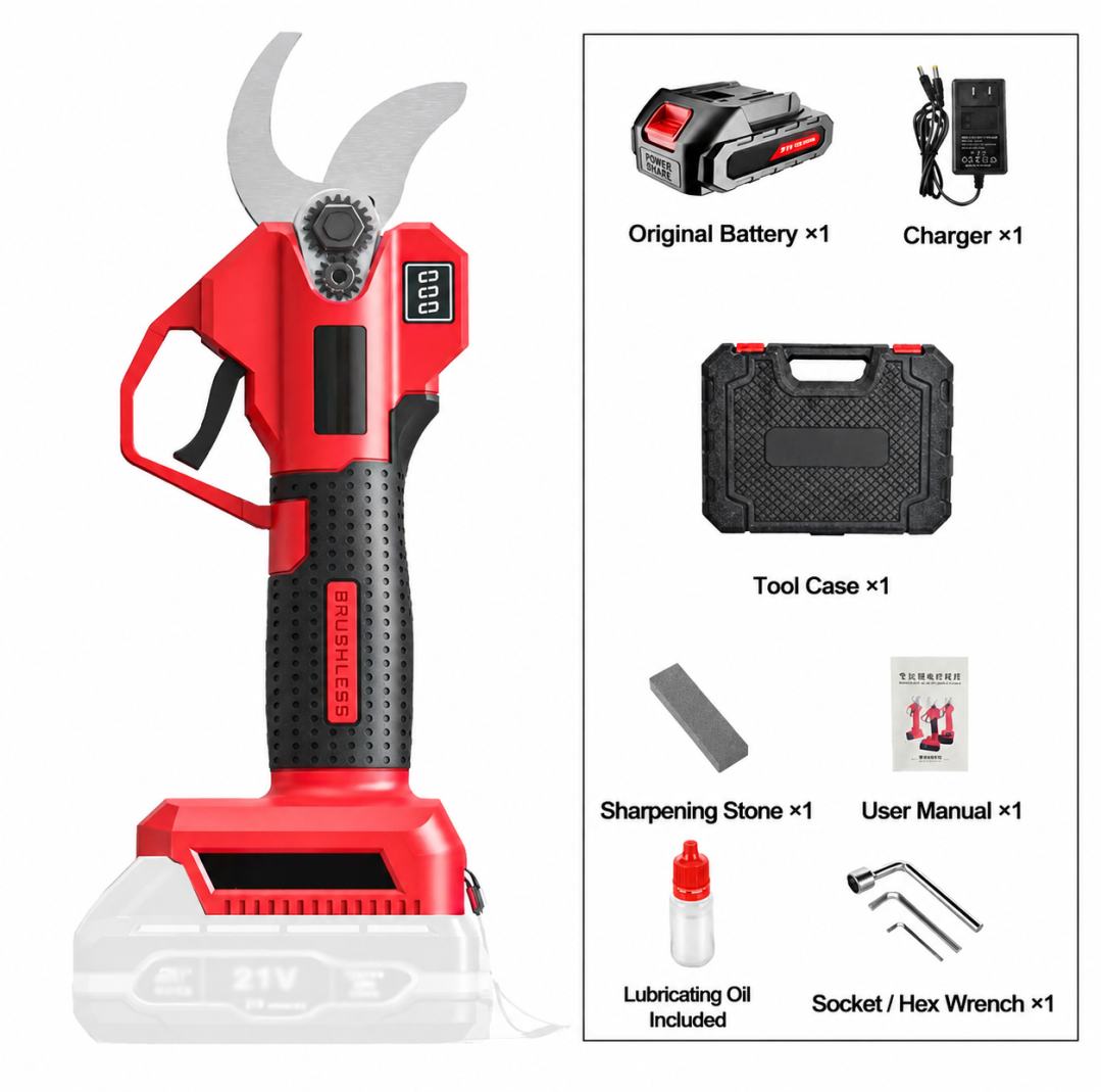 Electric Pruning Shears – Cordless Power Pruner with Brushless Motor & 2000mAh Batteries