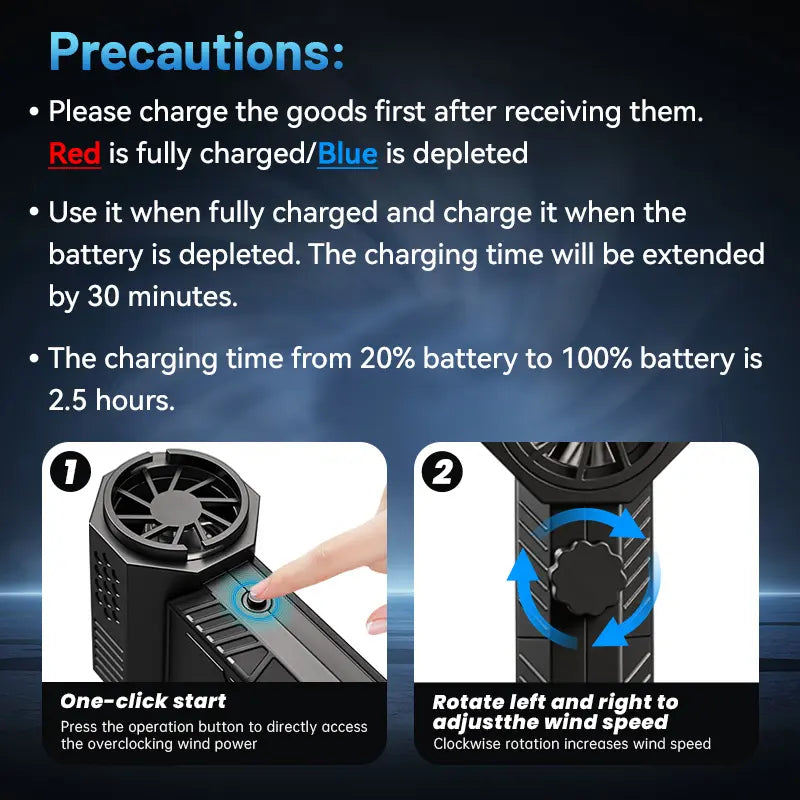 Powerful Cordless Miniaturized Portable Turbo Fan